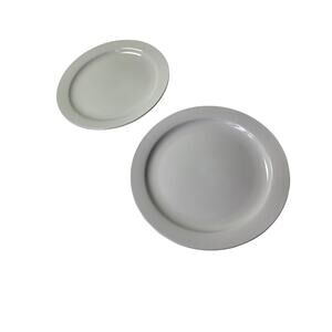 EMPIRE COLLECTION All White Narrow Rim Restaurant 8.5" Salad Plates Set of 2